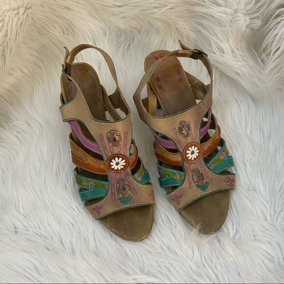 L'Artiste Spring Step Lilac Leather Sandals 10 - Picture 4 of 12